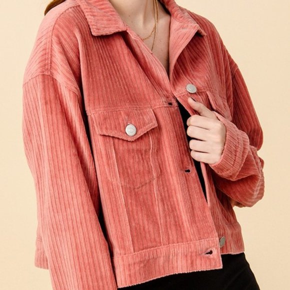 Indie Pink Crop Corduroy Jacket - Picture 4 of 8